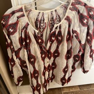 Women’s Anthropologie Line & Dot Printed Blouse